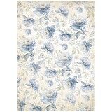 Stamperia Timeless A4 Rice Paper Blue Flowers Pattern (DFSA41035)