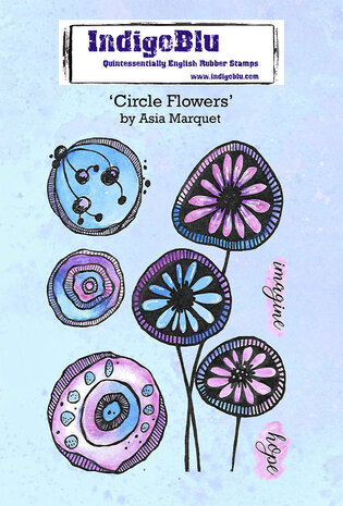 IndigoBlu Circle Flowers A6 Rubber Stamps (IND0757)