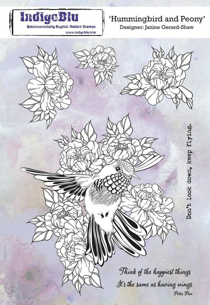 IndigoBlu Hummingbird And Peony A5 Rubber Stamps (IND0704)
