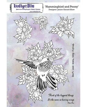 IndigoBlu Hummingbird And Peony A5 Rubber Stamps (IND0704)