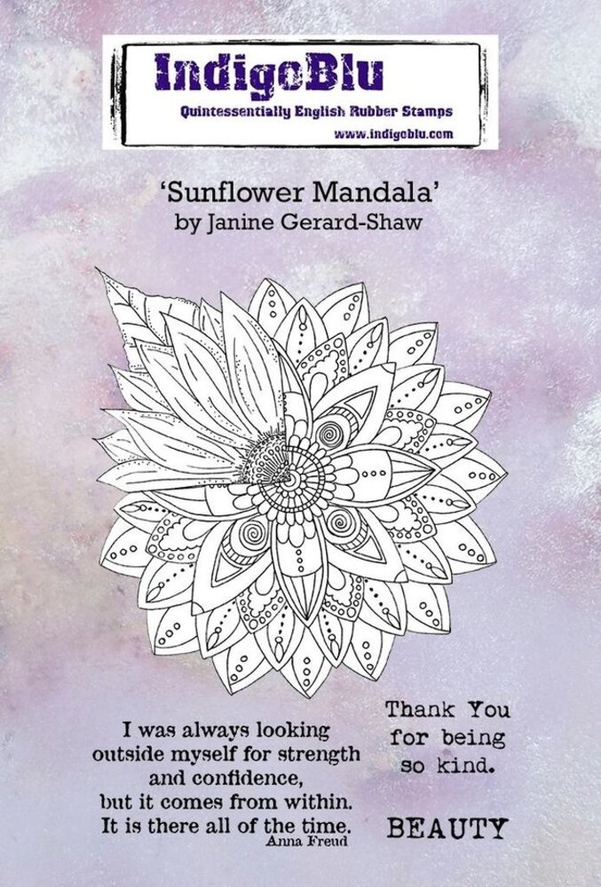 IndigoBlu Sunflower Mandala A6 Rubber Stamps (IND0706)