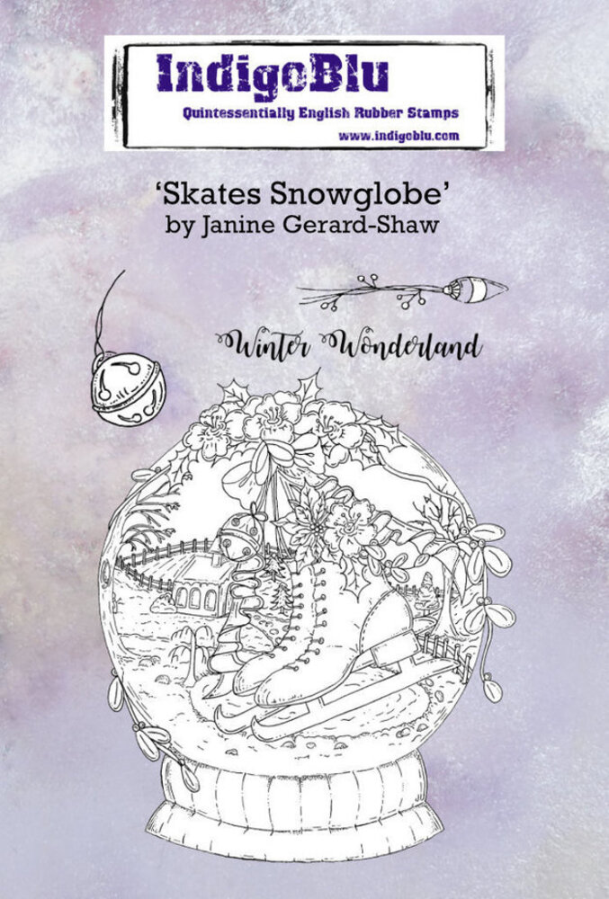 IndigoBlu Skates Snowglobe A6 Rubber Stamps (IND0675)