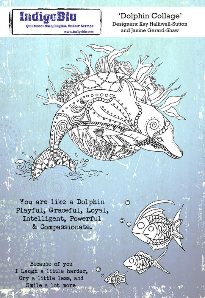IndigoBlu Dolphin Collage A5 Rubber Stamp (IND0624) IndigoBlu Dolphin Collage A5 Rubber Stamp (IND0624)