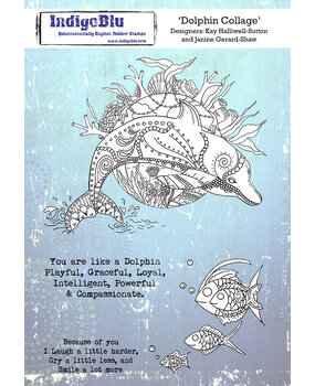 IndigoBlu Dolphin Collage A5 Rubber Stamp (IND0624)