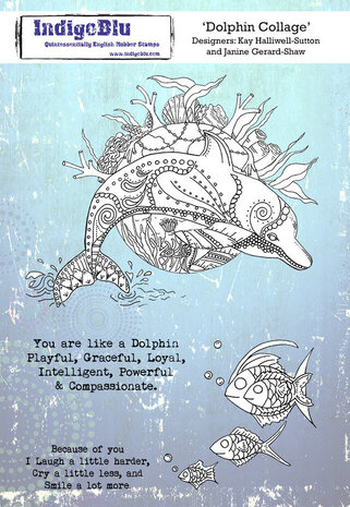 IndigoBlu Dolphin Collage A5 Rubber Stamp (IND0624) IndigoBlu Dolphin Collage A5 Rubber Stamp (IND0624)