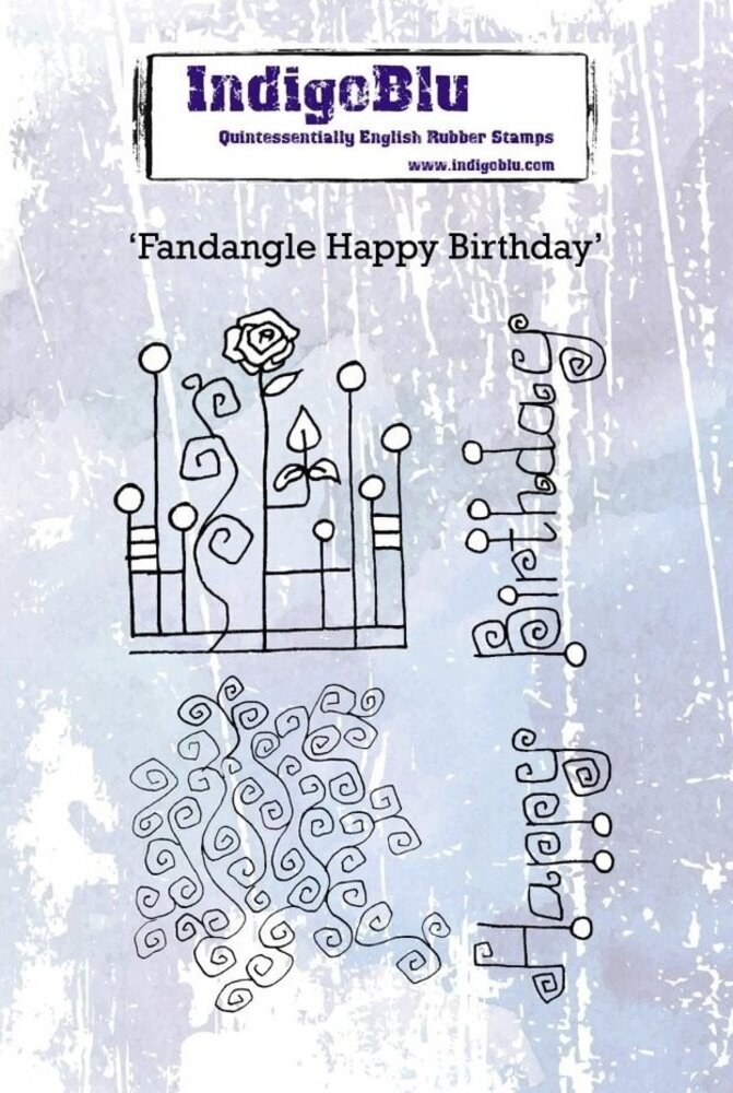 IndigoBlu Fandangle Happy Birthday A6 Rubber Stamp (IND0607) IndigoBlu Fandangle Happy Birthday A6 Rubber Stamp (IND0607)