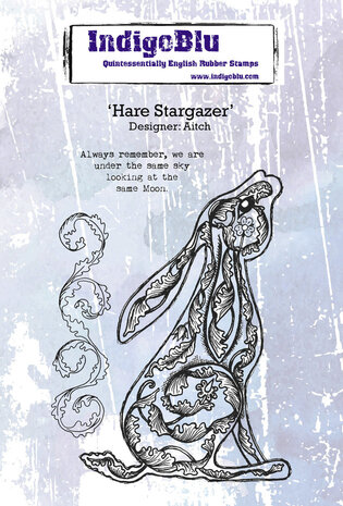 IndigoBlu Hare Stargazer A6 Rubber Stamp (IND0541) IndigoBlu Hare Stargazer A6 Rubber Stamp (IND0541)