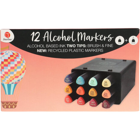 DécoTime 12 Alcohol Markers Cardinal (3005439)