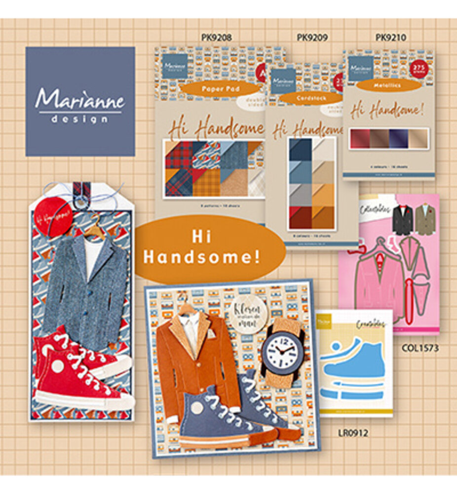 Marianne Design Hi Handsome! A5 Metallics Paper Set (PK9210)