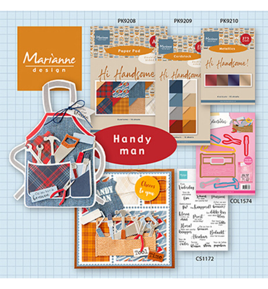 Marianne Design Hi Handsome! A5 Metallics Paper Set (PK9210)