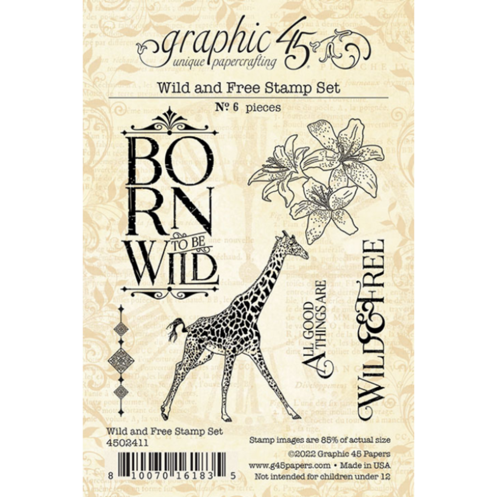 Graphic 45 Wild & Free Clear Stamp Set (4502411) Graphic 45 Wild & Free Clear Stamp Set (4502411)