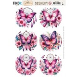 Berrie's Beauties Pink Butterflies Scenery Push Out Round (BBSC10093)