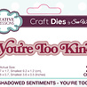 Creative Expressions Sue Wilson Craft Die Mini Shadowed Sentiments You're Too Kind (CEDSS041) (OUTLET) Creative Expressions Sue Wilson Craft Die Mini Shadowed Sentiments You're Too Kind (CEDSS041) (OUTLET)