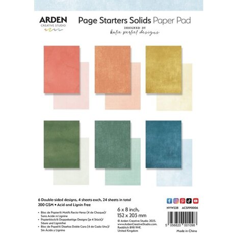 Arden Creative Studio Page Starters 6x8 Inch Solids Paper Pad (ACSPP0006) Arden Creative Studio Page Starters 6x8 Inch Solids Paper Pad (ACSPP0006)