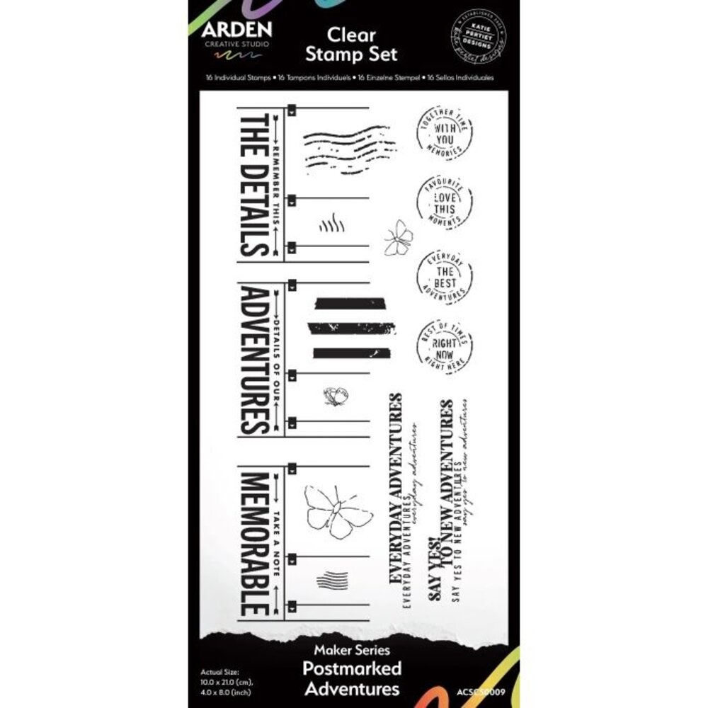 Arden Creative Studio Page Starters Postmarked Adventures 4x8 Inch Clear Stamp Set (ACSCS0009) Arden Creative Studio Page Starters Postmarked Adventures 4x8 Inch Clear Stamp Set (ACSCS0009)
