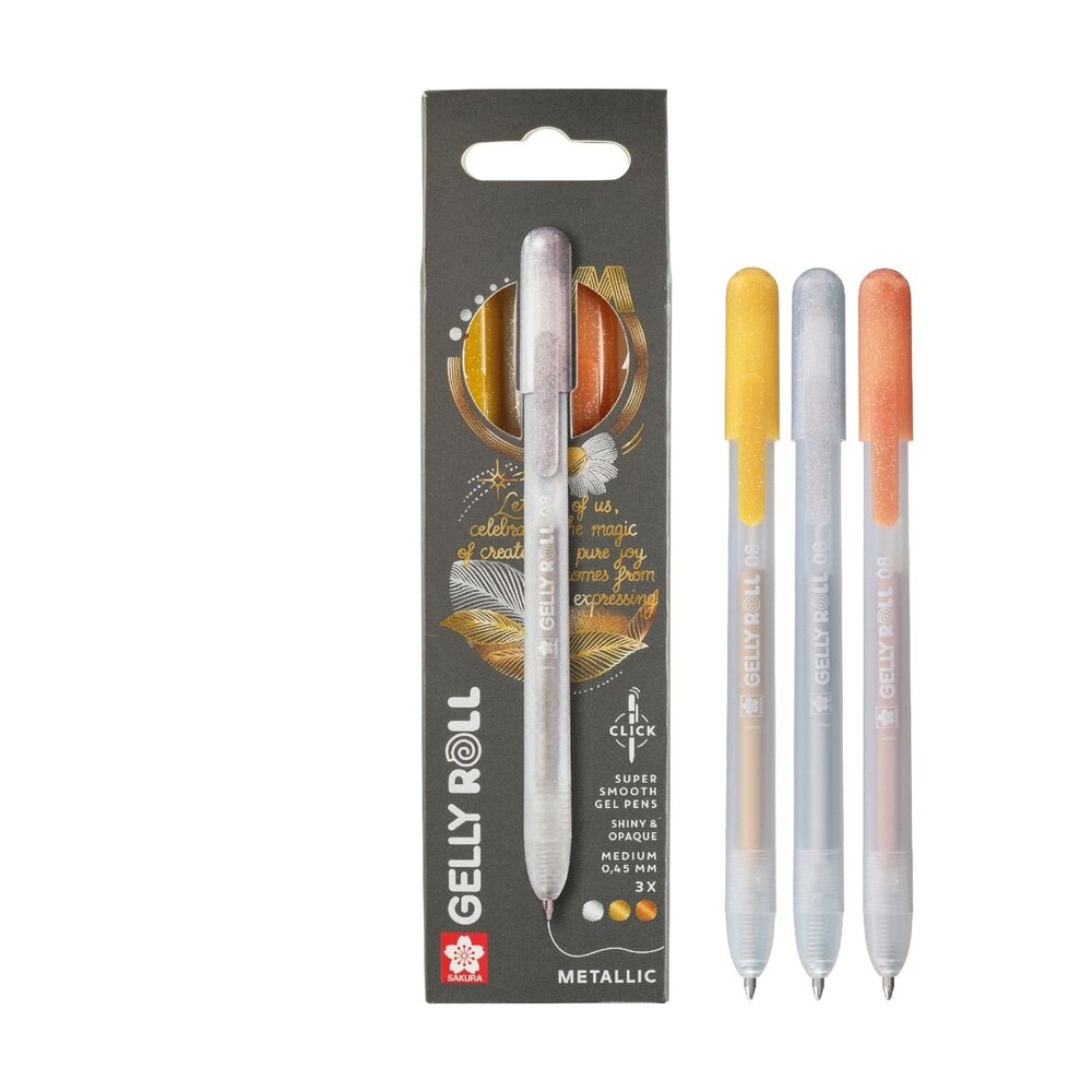 SAKURA Gelly Roll Gelpen Metallic Set Silver Gold Copper (3pcs) (PXGBRAMET3B) SAKURA Gelly Roll Gelpen Metallic Set Silver Gold Copper (3pcs) (PXGBRAMET3B)