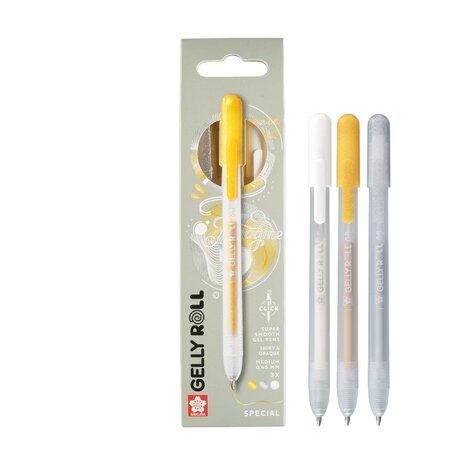 SAKURA Gelly Roll Gelpen Special Mix Set Silver Gold White (3pcs) (PXGBRAMIX3A)