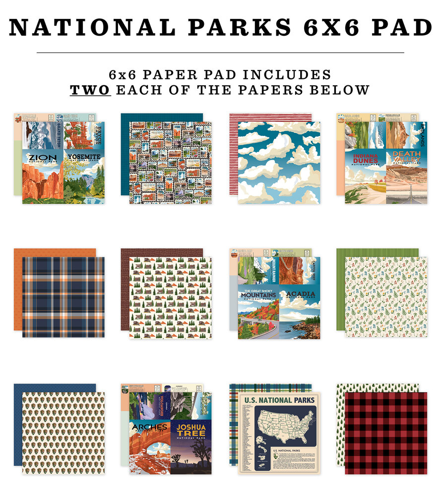 Carta Bella National Parks 6x6 Inch Paper Pad (CBN443023) Carta Bella National Parks 6x6 Inch Paper Pad (CBN443023)