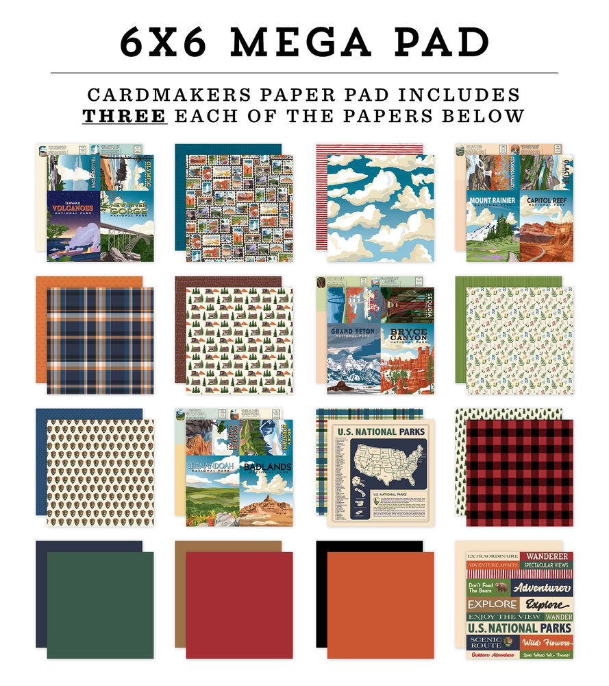 Carta Bella National Parks 6x6 Inch Mega Pad (CBN443031) Carta Bella National Parks 6x6 Inch Mega Pad (CBN443031)