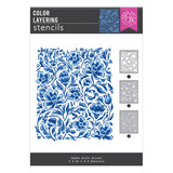 Hero Arts What's Brewing? Delft Floral Color Layering Stencils (SA304)
