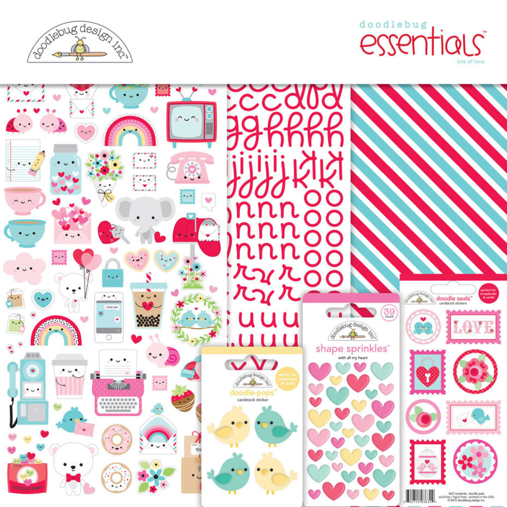 Doodlebug Design Inc. Lots of Love 12x12 Inch Essentials Kit (7590)