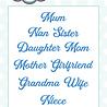 Creative Expressions Jamie Rodgers Craft Die Sentiments Collection Female Relations (CEDJR051) (OUTLET) Creative Expressions Jamie Rodgers Craft Die Sentiments Collection Female Relations (CEDJR051) (OUTLET)