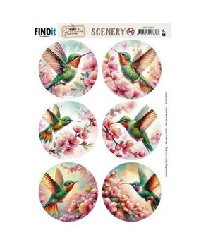 Berrie's Beauties Lovely Hummingbirds Scenery Push Out Round (BBSC10097)