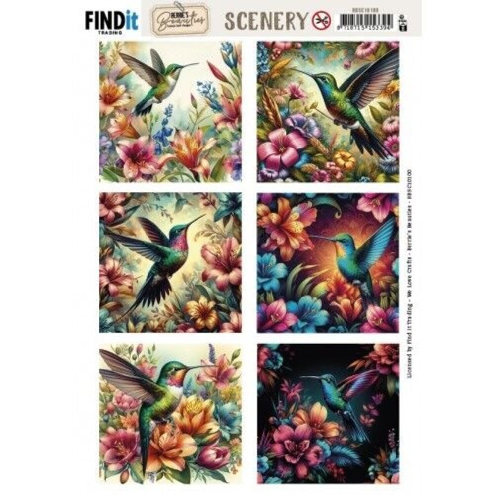 Berrie's Beauties Vintage Hummingbirds Scenery Push Out Square (BBSC10100) Berrie's Beauties Vintage Hummingbirds Scenery Push Out Square (BBSC10100)