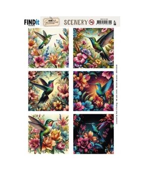 Berrie's Beauties Vintage Hummingbirds Scenery Push Out Square (BBSC10100)