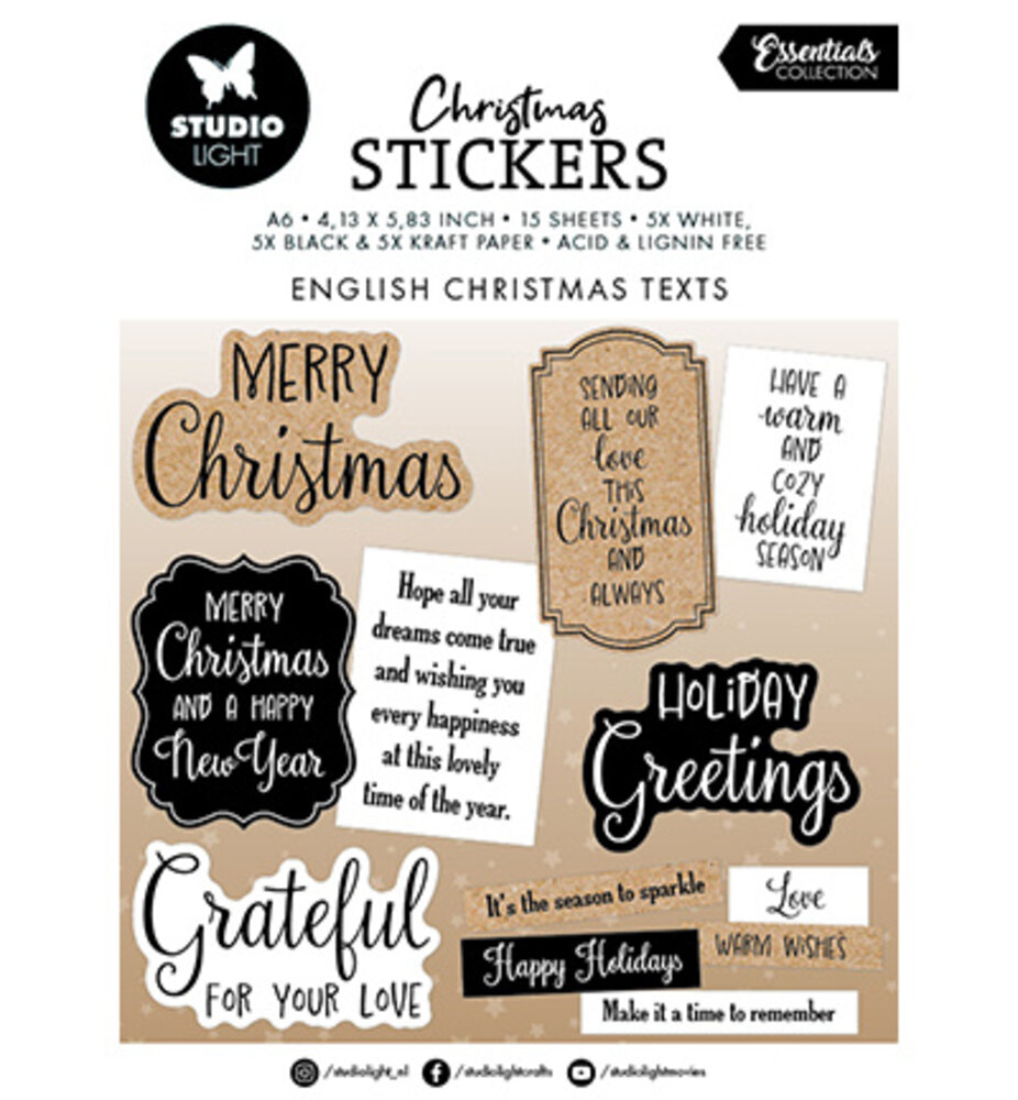 Studio Light Christmas Essentials English Christmas Texts Sticker Pad (SL-ES-STIC39)
