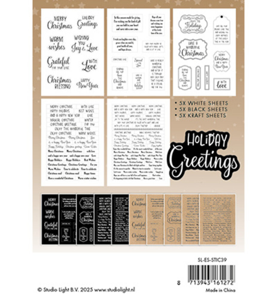 Studio Light Christmas Essentials English Christmas Texts Sticker Pad (SL-ES-STIC39)