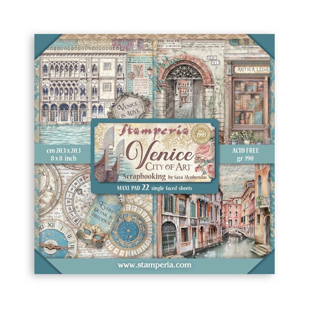 Stamperia Venice City of Art 8x8 Inch Single Face Paper Pack (SBBSXB14)