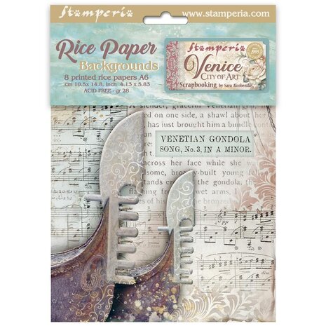 Stamperia Venice City of Art A6 Rice Paper Backgrounds (DFSAK6042) Stamperia Venice City of Art A6 Rice Paper Backgrounds (DFSAK6042)