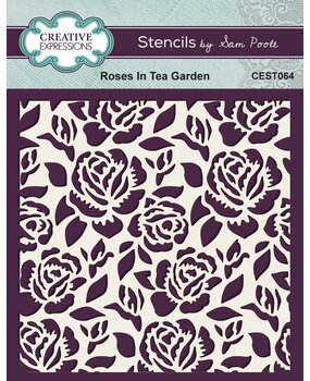 Creative Expressions Sam Poole Stencil 6x6 Inch Roses In Tea Garden (CEST064)