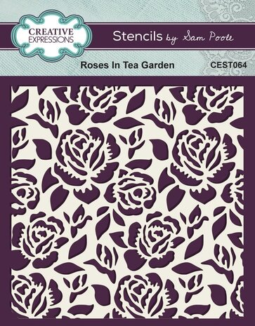 Creative Expressions Sam Poole Stencil 6x6 Inch Roses In Tea Garden (CEST064)