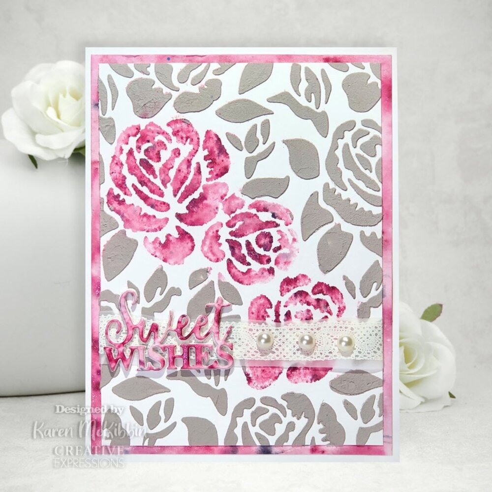 Creative Expressions Sam Poole Stencil 6x6 Inch Roses In Tea Garden (CEST064)