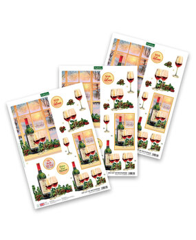 Katy Sue 3D Die-Cut Decoupage Holly & Wine (11-DCD615) Katy Sue 3D Die-Cut Decoupage Holly & Wine (11-DCD615)