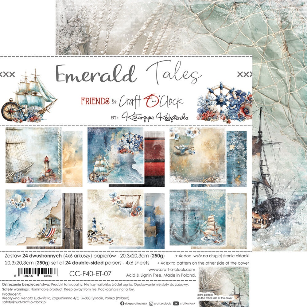 Craft O'Clock Emerald Tales 8x8 Inch Paper Set (CC-F40-ET-07) Craft O'Clock Emerald Tales 8x8 Inch Paper Set (CC-F40-ET-07)