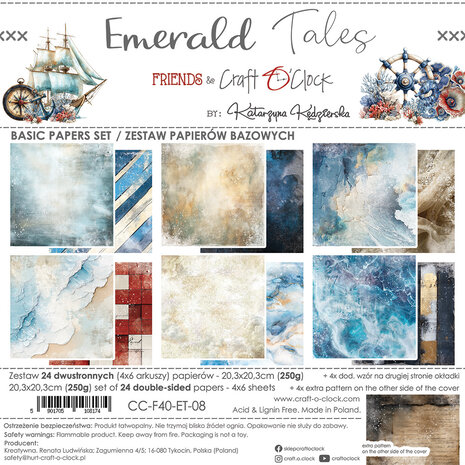 Craft O'Clock Emerald Tales 8x8 Inch Basic Papers Set (CC-F40-ET-08)