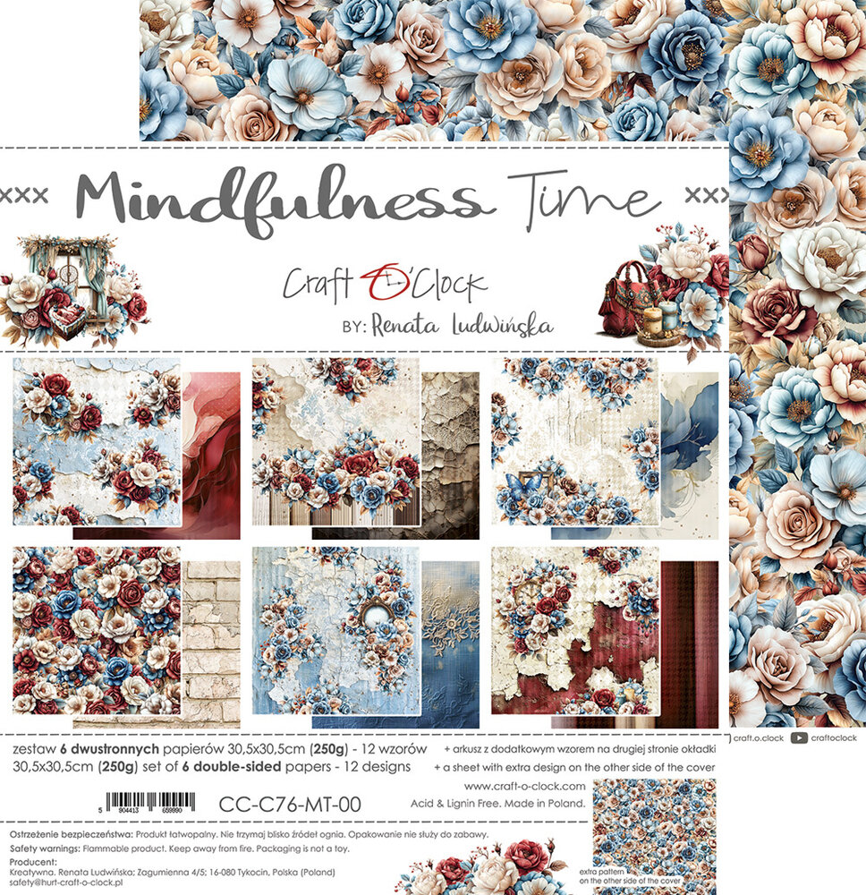 Craft O'Clock Mindfulness Time 12x12 Inch Paper Set (CC-C76-MT-00)