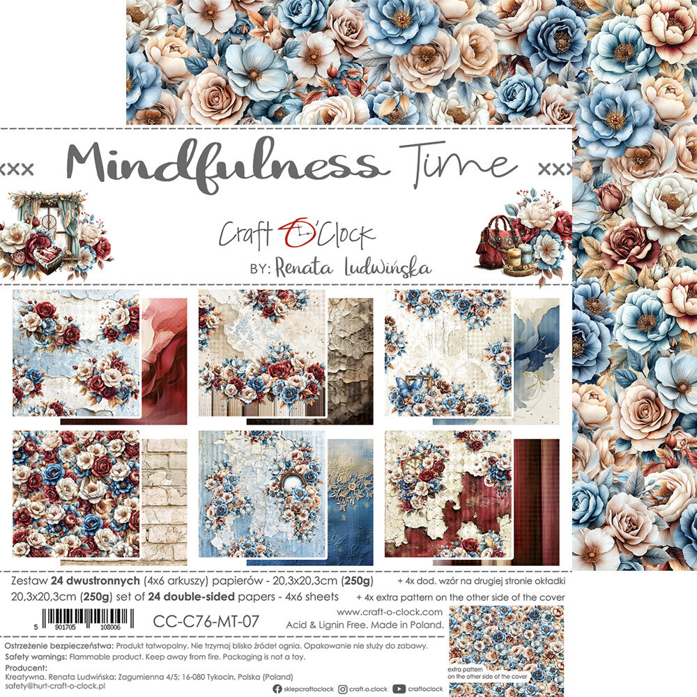 Craft O'Clock Mindfulness Time 8x8 Inch Paper Set (CC-C76-MT-07)