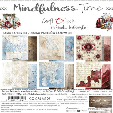 Craft O'Clock Mindfulness Time 8x8 Inch Basic Papers Set (CC-C76-MT-08)