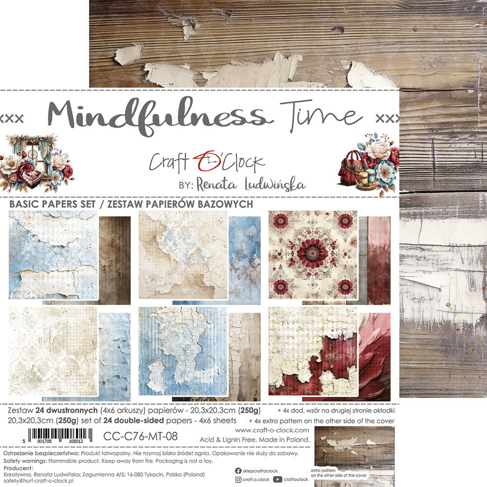 Craft O'Clock Mindfulness Time 8x8 Inch Basic Papers Set (CC-C76-MT-08)