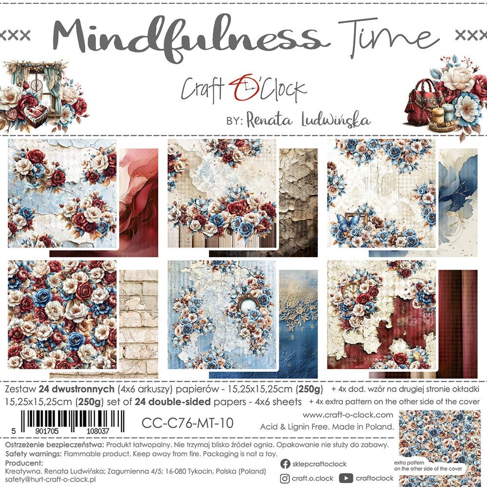 Craft O'Clock Mindfulness Time 6x6 Inch Paper Set (CC-C76-MT-10) Craft O'Clock Mindfulness Time 6x6 Inch Paper Set (CC-C76-MT-10)