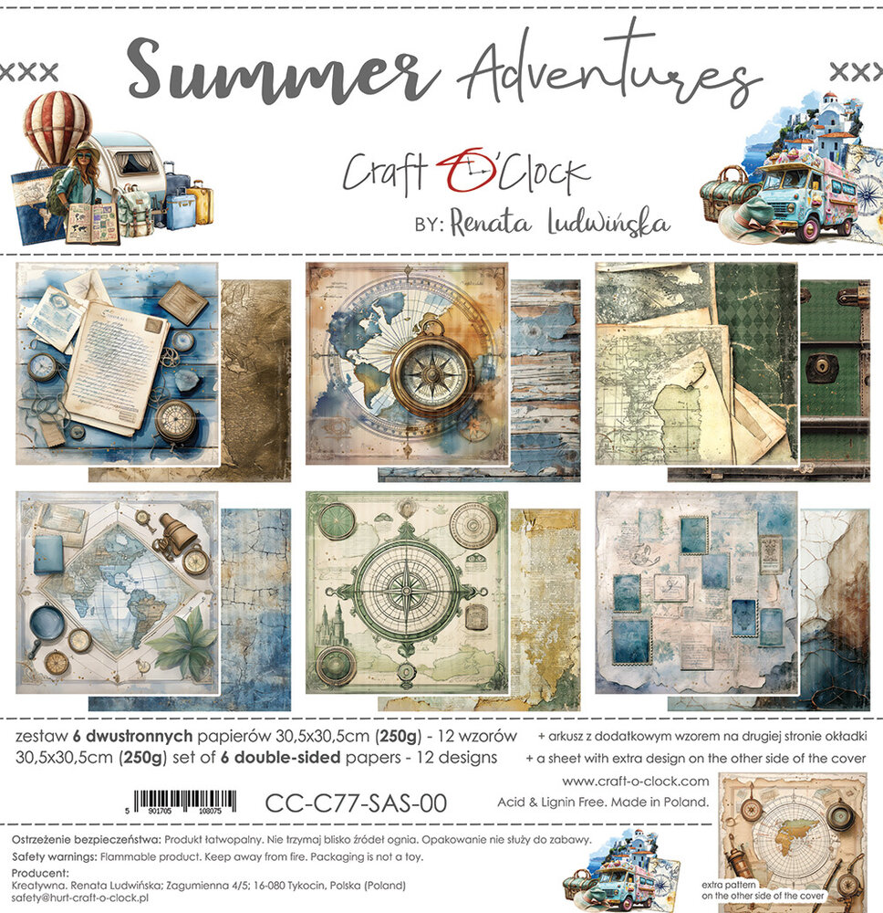 Craft O'Clock Summer Adventures 12x12 Inch Paper Set (CC-C77-SAS-00)
