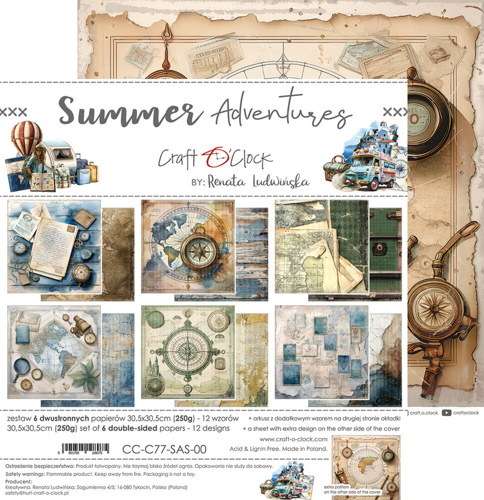 Craft O'Clock Summer Adventures 12x12 Inch Paper Set (CC-C77-SAS-00)