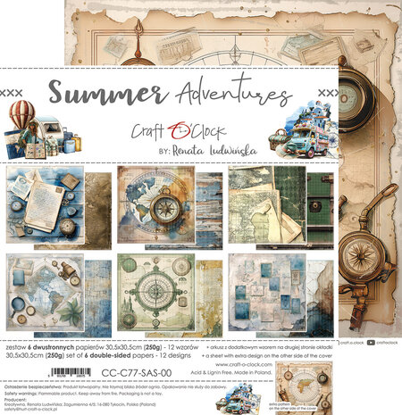 Craft O'Clock Summer Adventures 12x12 Inch Paper Set (CC-C77-SAS-00)