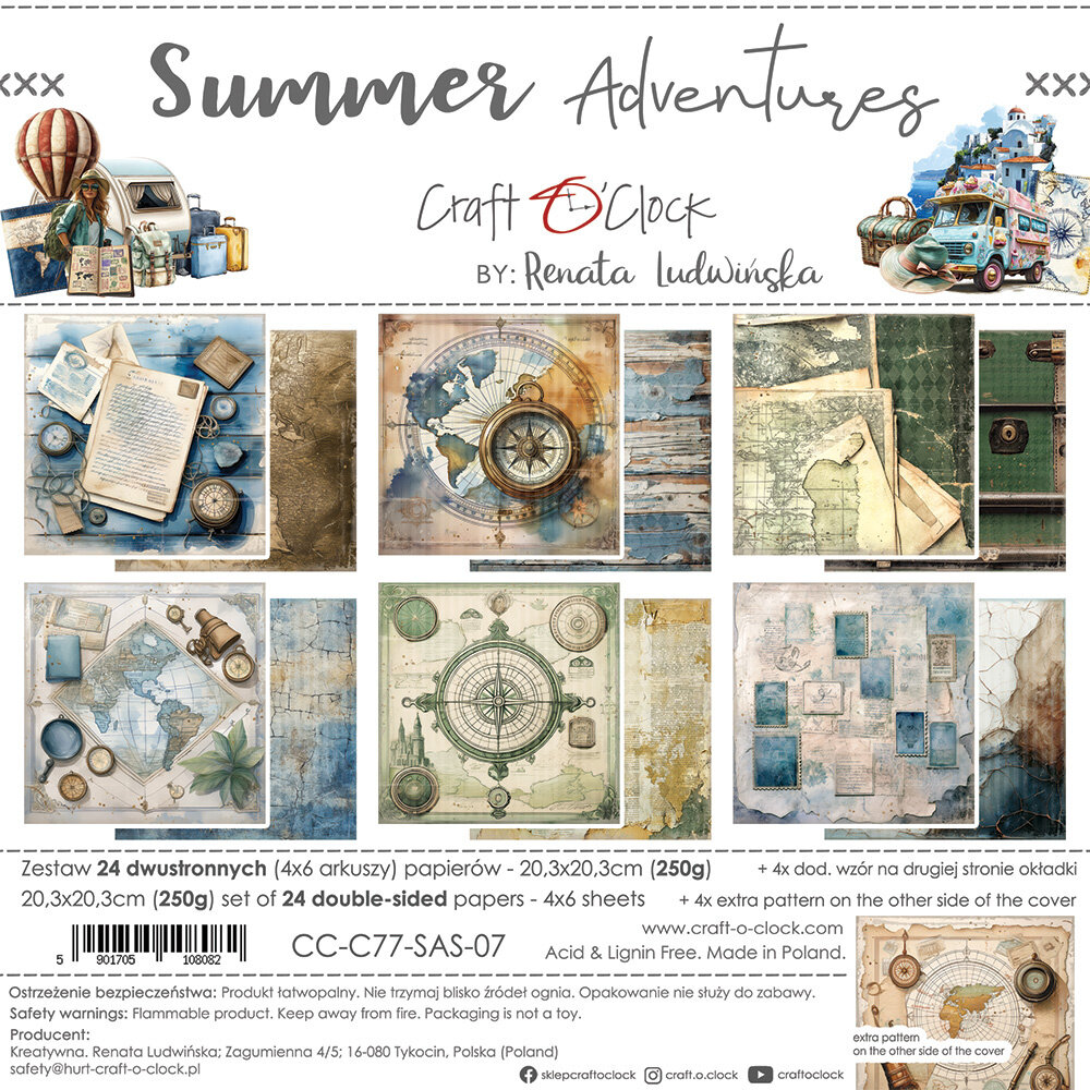 Craft O'Clock Summer Adventures 8x8 Inch Paper Set (CC-C77-SAS-07) Craft O'Clock Summer Adventures 8x8 Inch Paper Set (CC-C77-SAS-07)