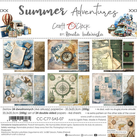 Craft O'Clock Summer Adventures 8x8 Inch Paper Set (CC-C77-SAS-07) Craft O'Clock Summer Adventures 8x8 Inch Paper Set (CC-C77-SAS-07)