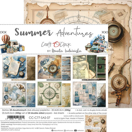 Craft O'Clock Summer Adventures 8x8 Inch Paper Set (CC-C77-SAS-07) Craft O'Clock Summer Adventures 8x8 Inch Paper Set (CC-C77-SAS-07)